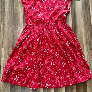 Lands' End Red and White Flutter Sleeve Sundress